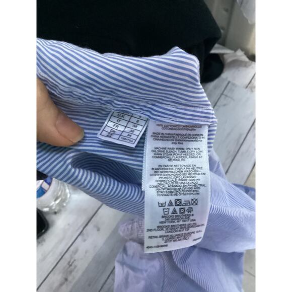 Brooks Brothers Red Fleece Girls Blue White Striped Cotton Shirt Size 2T - Picture 6 of 6